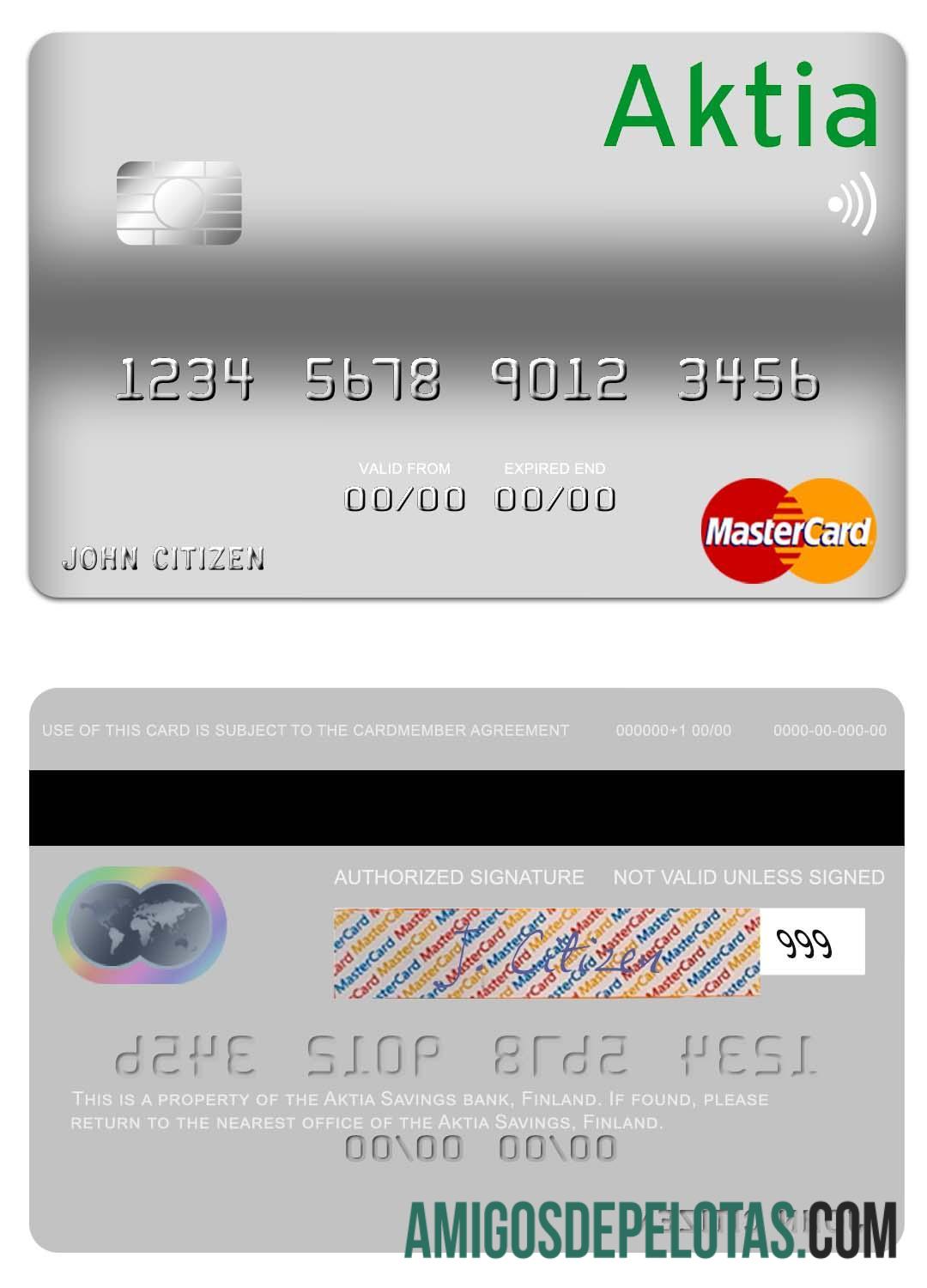 Finlândia Aktia Savings Bank Mastercard baixar para verificação